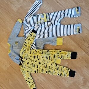 Koalababy Lot Of 3 Construction Print Boys Footless Onesie Sleepwear -24M
